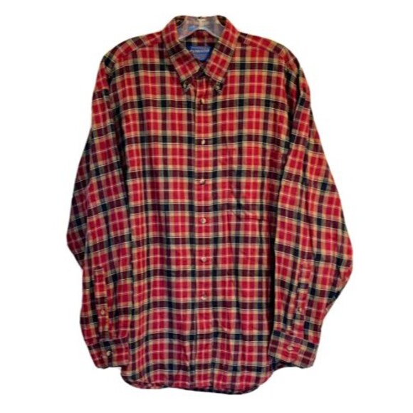 Pendleton Men’s Red Plaid Preppy Grunge 100% Cotton Shirt - Size L - Picture 1 of 3